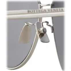 Bottega Veneta - Metal Aviator Sunglasses - Shiny Silver - Sunglasses - Bottega Veneta Eyewear - Avvenice