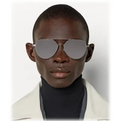 Bottega Veneta - Metal Aviator Sunglasses - Shiny Silver - Sunglasses - Bottega Veneta Eyewear - Avvenice