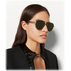 Bottega Veneta - Metal Aviator Sunglasses - Ruthenium Green - Sunglasses - Bottega Veneta Eyewear - Avvenice