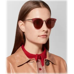 Bottega Veneta - Metal Cat Eye Sunglasses - Silver Red - Sunglasses - Bottega Veneta Eyewear - Avvenice