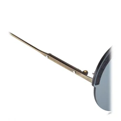 Bottega Veneta - Metal Gold and Leather Round Oversize Sunglasses - Gold Silver - Sunglasses - Bottega Veneta Eyewear - Avvenice