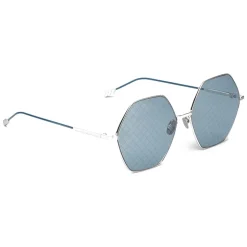 Bottega Veneta - Metal Hexagonal Oversize Sunglasses - Silver Blue - Sunglasses - Bottega Veneta Eyewear - Avvenice