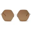 Bottega Veneta - Metal Hexagonal Oversize Sunglasses - Gold Green - Sunglasses - Bottega Veneta Eyewear - Avvenice
