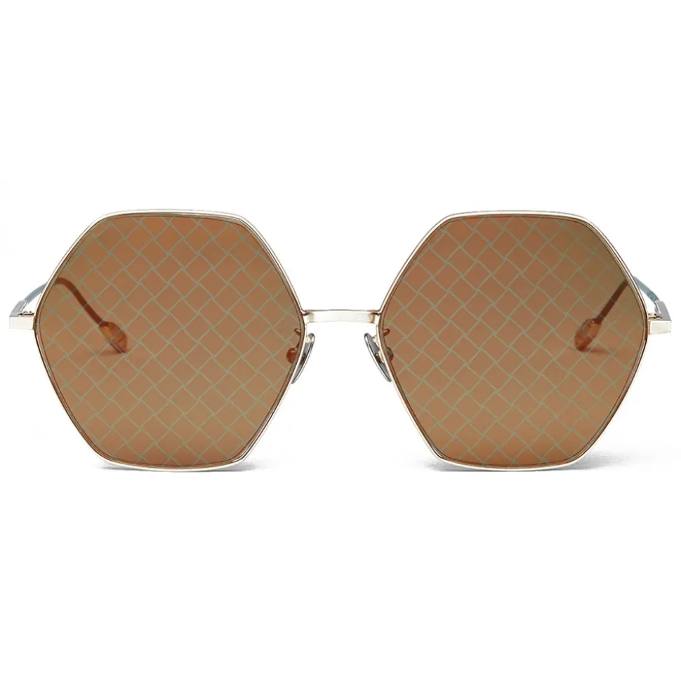 Bottega Veneta - Metal Hexagonal Oversize Sunglasses - Gold Green - Sunglasses - Bottega Veneta Eyewear - Avvenice