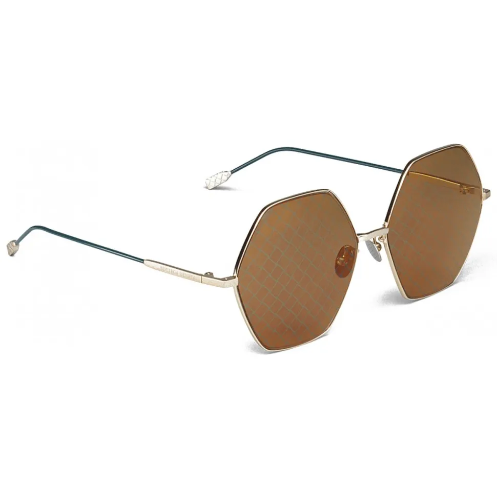 Bottega Veneta - Metal Hexagonal Oversize Sunglasses - Gold Green - Sunglasses - Bottega Veneta Eyewear - Avvenice