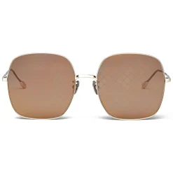 Bottega Veneta - Metal Square Oversize Sunglasses - Gold Brown - Sunglasses - Bottega Veneta Eyewear - Avvenice