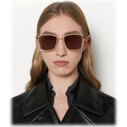 Bottega Veneta - Rectangular Sunglasses - Brown Beige - Sunglasses - Bottega Veneta Eyewear - Avvenice