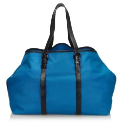 Bottega Veneta Vintage - Canvas Weekender Bag - Blue - Leather Handbag - Luxury High Quality - Avvenice