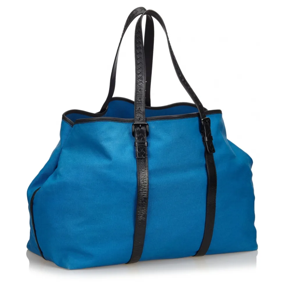 Bottega Veneta Vintage - Canvas Weekender Bag - Blue - Leather Handbag - Luxury High Quality - Avvenice