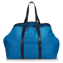 Bottega Veneta Vintage - Canvas Weekender Bag - Blue - Leather Handbag - Luxury High Quality - Avvenice
