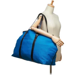 Bottega Veneta Vintage - Canvas Weekender Bag - Blue - Leather Handbag - Luxury High Quality - Avvenice