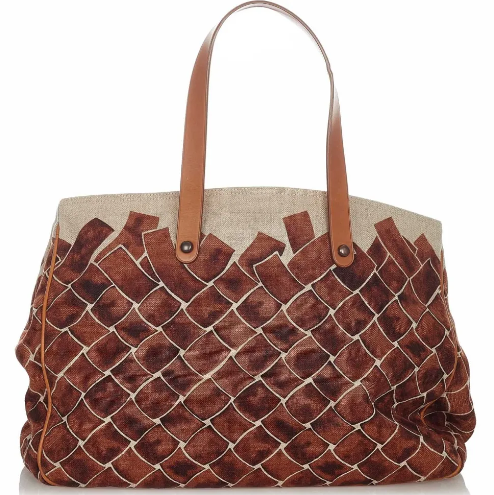 Bottega Veneta Vintage - Canvas Tote Bag - Brown - Leather Handbag - Luxury High Quality - Avvenice