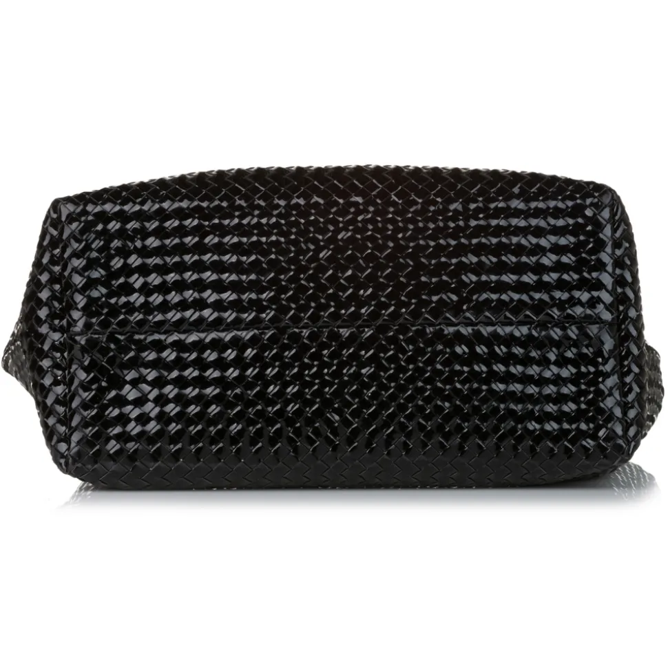 Bottega Veneta Vintage - Intrecciato Cabat Patent Leather Tote Bag - Black - Leather Handbag - Luxury High Quality - Avvenice