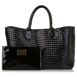 Bottega Veneta Vintage - Intrecciato Cabat Patent Leather Tote Bag - Black - Leather Handbag - Luxury High Quality - Avvenice
