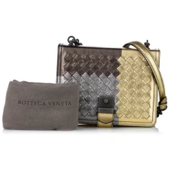 Bottega Veneta Vintage - Intrecciato Leather Crossbody Bag - Black Gold - Leather Handbag - Luxury High Quality - Avvenice