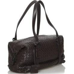 Bottega Veneta Vintage - Intrecciato Leather Boston Bag - Black - Leather Handbag - Luxury High Quality - Avvenice