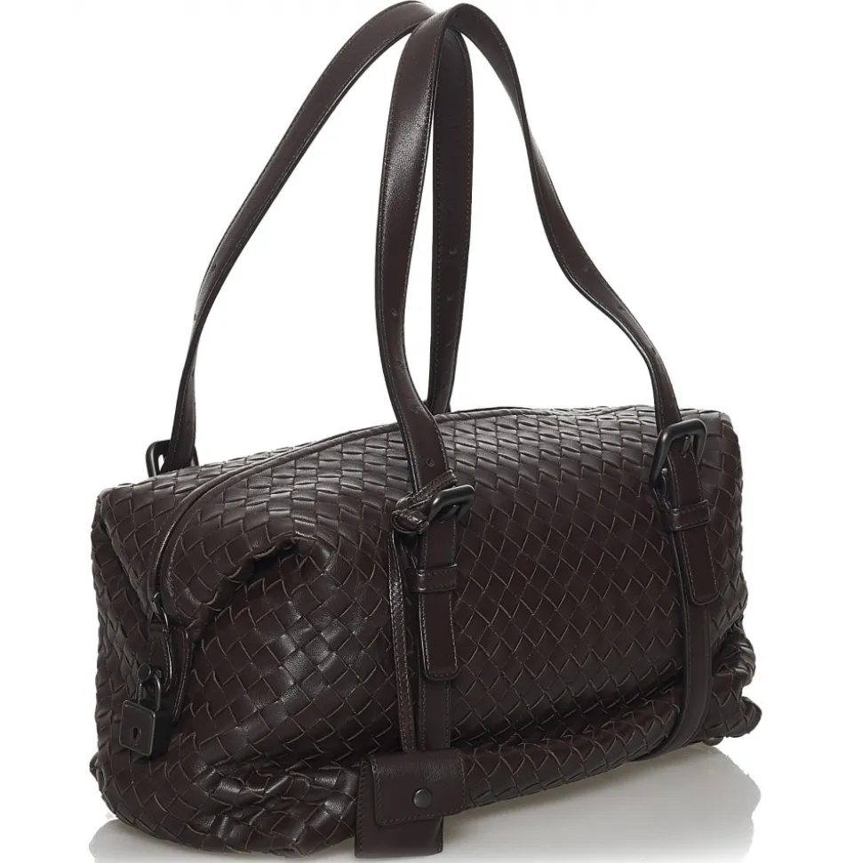 Bottega Veneta Vintage - Intrecciato Leather Boston Bag - Black - Leather Handbag - Luxury High Quality - Avvenice