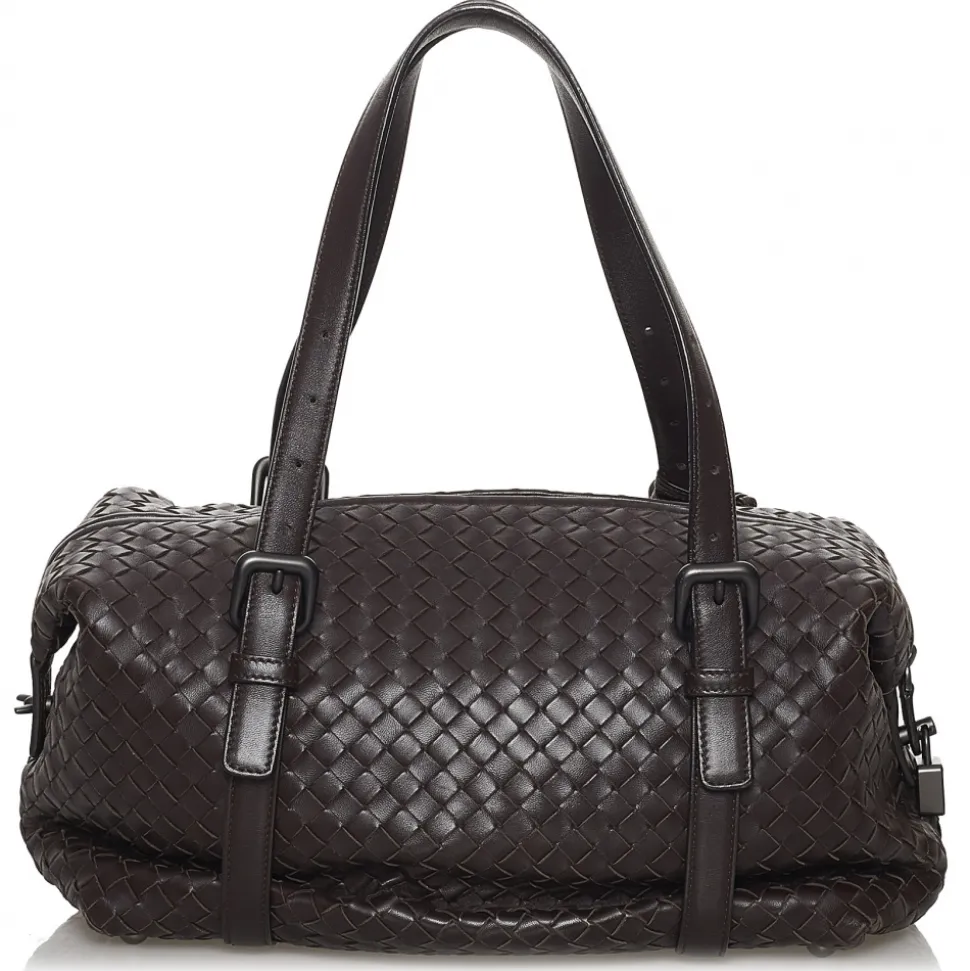 Bottega Veneta Vintage - Intrecciato Leather Boston Bag - Black - Leather Handbag - Luxury High Quality - Avvenice
