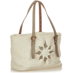 Bottega Veneta Vintage - Intrecciato Leather Tote Bag - White Grey - Leather Handbag - Luxury High Quality - Avvenice