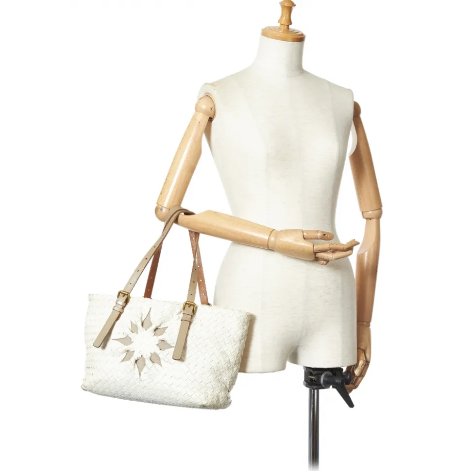 Bottega Veneta Vintage - Intrecciato Leather Tote Bag - White Grey - Leather Handbag - Luxury High Quality - Avvenice