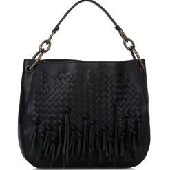 Bottega Veneta Vintage - Intrecciato Loop Fringe Hobo Bag - Black - Leather Handbag - Luxury High Quality - Avvenice