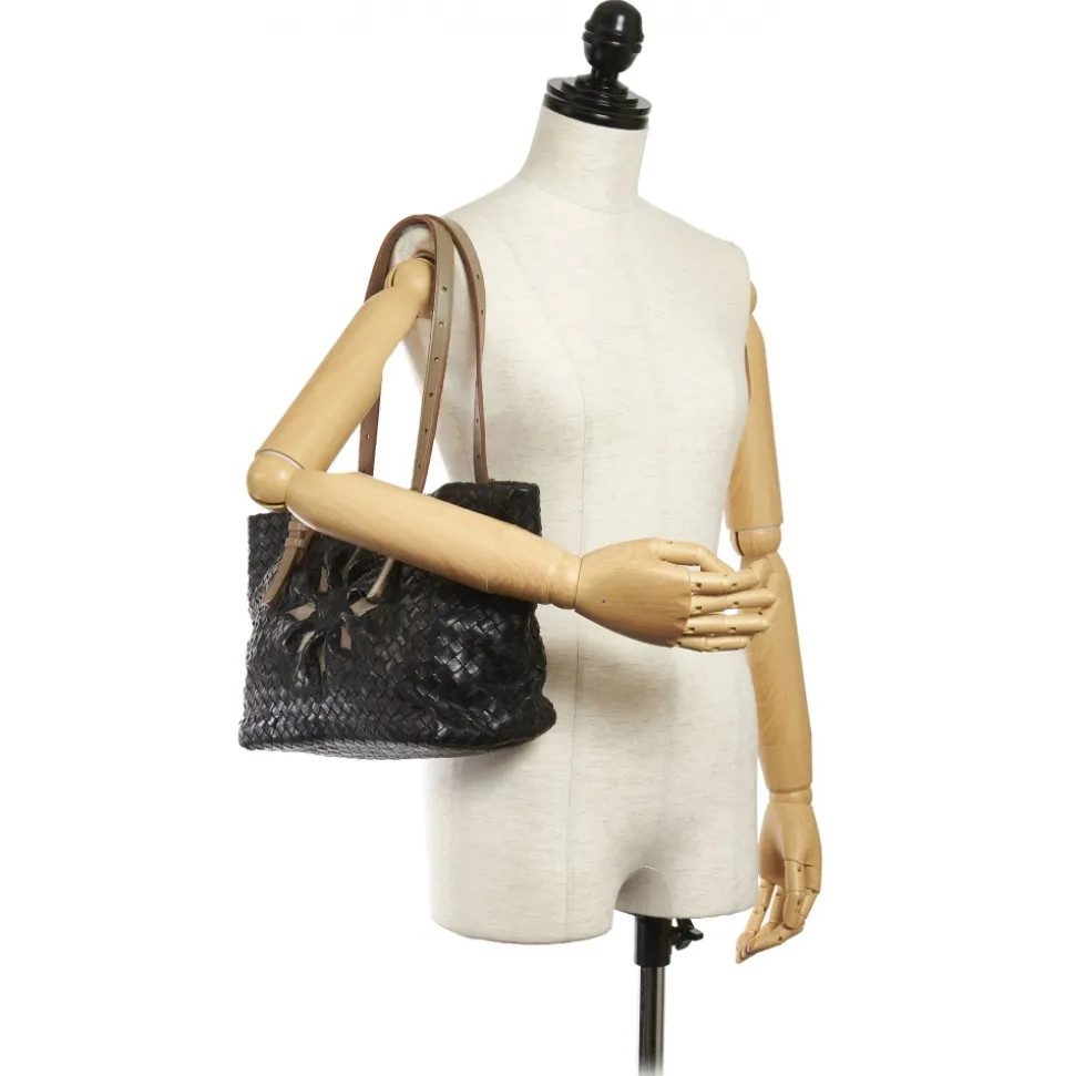 Bottega Veneta Vintage - Intrecciato Leather Shoulder Bag - Black - Leather Handbag - Luxury High Quality - Avvenice