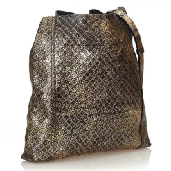 Bottega Veneta Vintage - Intrecciomirage Leather Shoulder Bag - Gold Black - Leather Handbag - Luxury High Quality - Avvenice