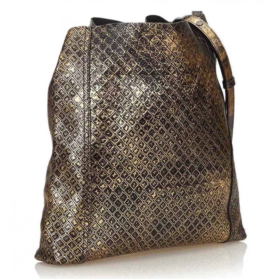 Bottega Veneta Vintage - Intrecciomirage Leather Shoulder Bag - Gold Black - Leather Handbag - Luxury High Quality - Avvenice