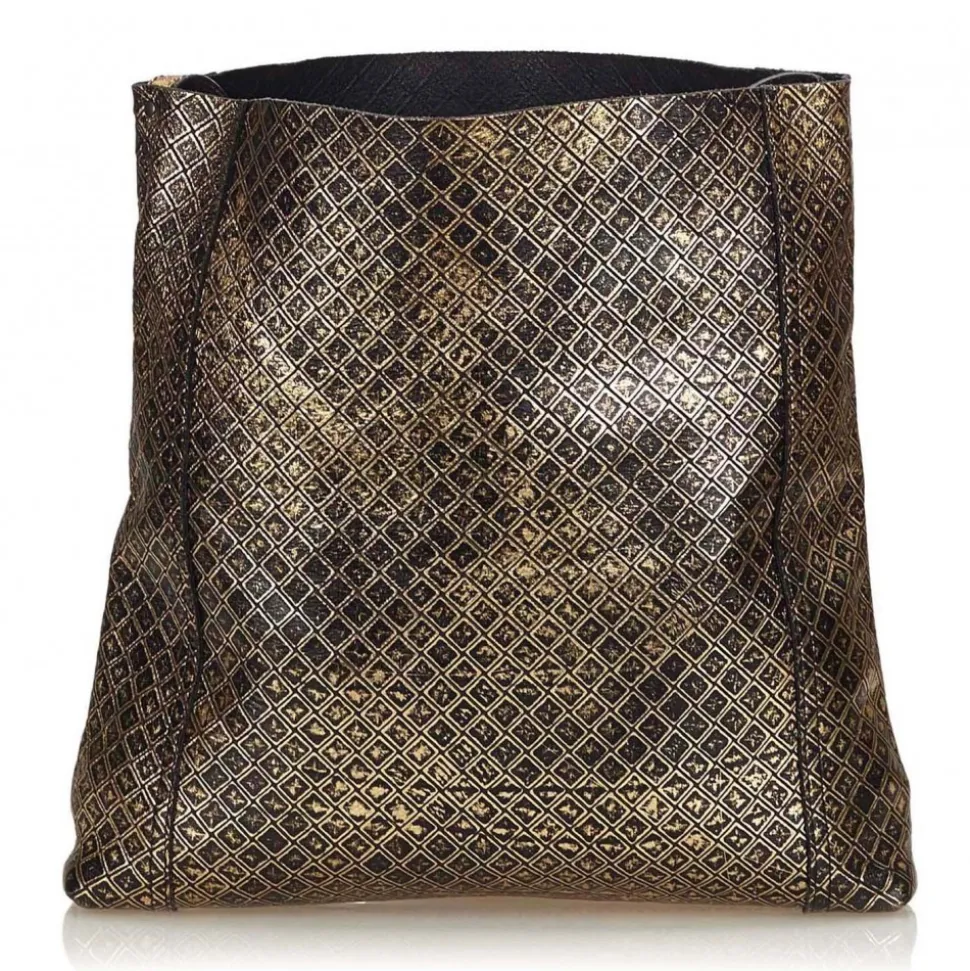 Bottega Veneta Vintage - Intrecciomirage Leather Shoulder Bag - Gold Black - Leather Handbag - Luxury High Quality - Avvenice