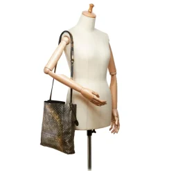 Bottega Veneta Vintage - Intrecciomirage Leather Shoulder Bag - Gold Black - Leather Handbag - Luxury High Quality - Avvenice