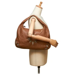 Bottega Veneta Vintage - Leather Flower Intrecciato Hobo Bag - Brown - Leather Handbag - Luxury High Quality - Avvenice