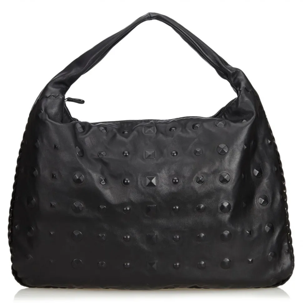 Bottega Veneta Vintage - Studded Leather Hobo Bag - Black - Leather Handbag - Luxury High Quality - Avvenice