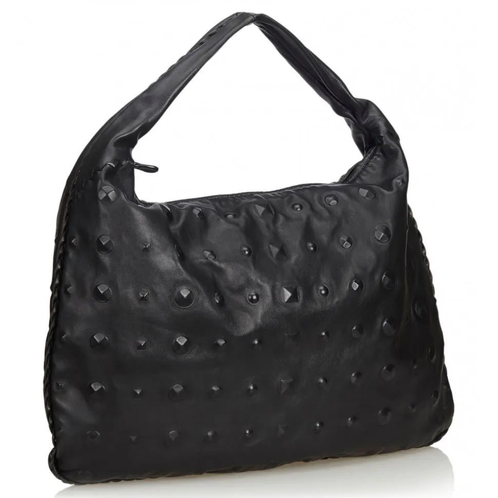 Bottega Veneta Vintage - Studded Leather Hobo Bag - Black - Leather Handbag - Luxury High Quality - Avvenice