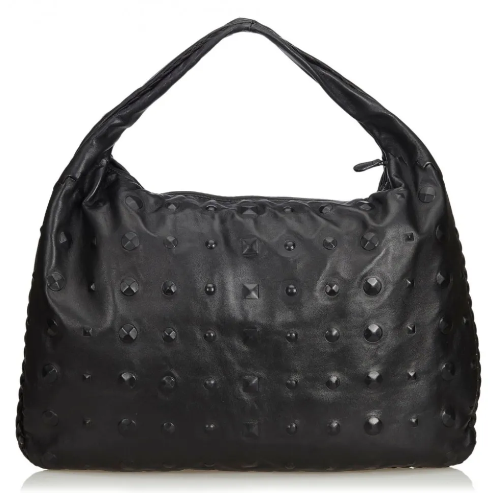 Bottega Veneta Vintage - Studded Leather Hobo Bag - Black - Leather Handbag - Luxury High Quality - Avvenice