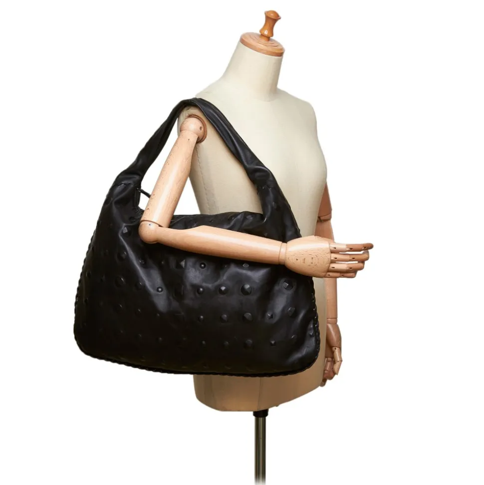 Bottega Veneta Vintage - Studded Leather Hobo Bag - Black - Leather Handbag - Luxury High Quality - Avvenice