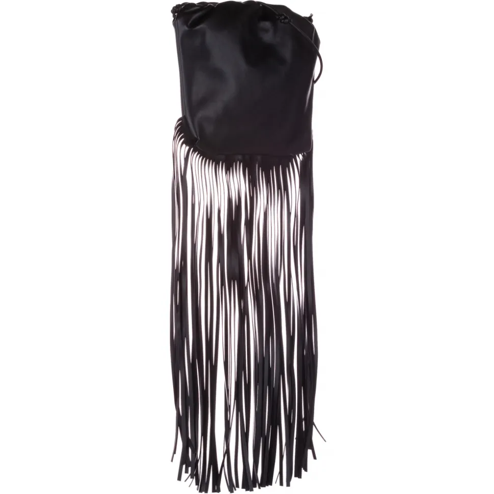 Bottega Veneta Vintage - The Fringe Pouch Leather Shoulder Bag - Black - Leather Handbag - Luxury High Quality - Avvenice