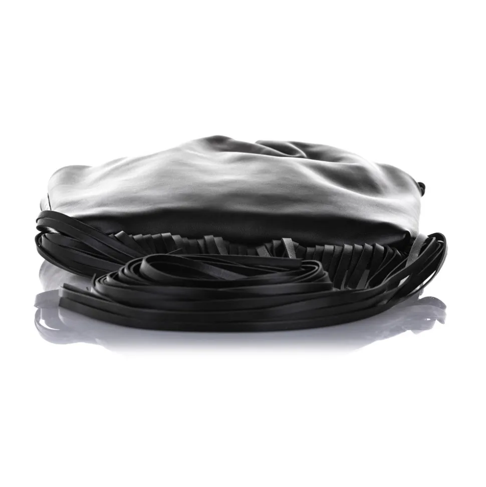 Bottega Veneta Vintage - The Fringe Pouch Leather Shoulder Bag - Black - Leather Handbag - Luxury High Quality - Avvenice
