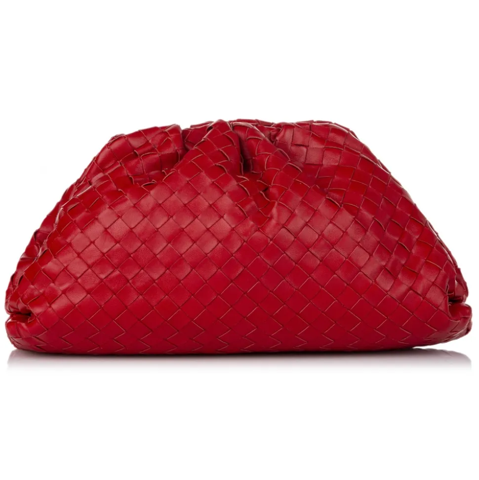 Bottega Veneta Vintage - The Pouch Intrecciato Leather Clutch Bag - Red - Leather Handbag - Luxury High Quality - Avvenice