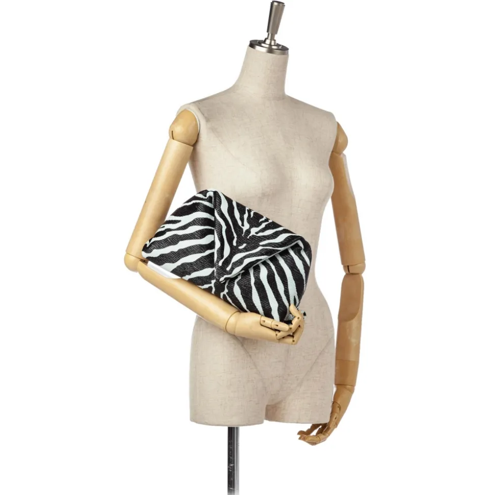 Bottega Veneta Vintage - Zebra Print Envelope Leather Clutch Bag - Black White - Leather Handbag - Luxury High Quality - Avvenice