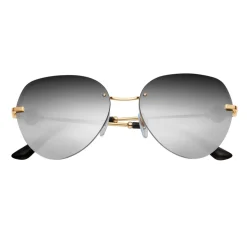 Bulgari - Bvlgari - Semi-Rimless Aviator Sunglasses - Gray Gold - Bvlgari Bvlgari Collection - Bulgari Eyewear - Avvenice