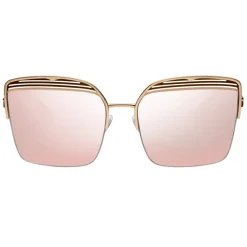 Bulgari - B.Zero1 - B.Overvibe Half-Rim Square Metal Sunglasses - Pink Gold - B.Zero1 Collection  - Bulgari Eyewear - Avvenice