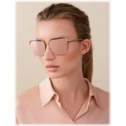 Bulgari - B.Zero1 - B.Overvibe Half-Rim Square Metal Sunglasses - Pink Gold - B.Zero1 Collection  - Bulgari Eyewear - Avvenice