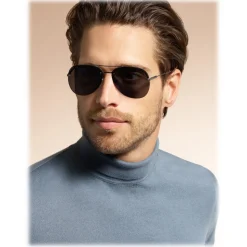 Bulgari - Diagono - Semi-Rimless Aviator Sunglasses - Black - Diagono Collection - Bulgari Eyewear - Avvenice