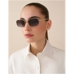 Bulgari - Narrowmation - Square Aviator Sunglasses - Gold Grey - Serpenti Collection - Bulgari Eyewear - Avvenice