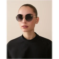 Bulgari - Poisaround - Round Oversize Sunglasses - Gold Grey - Serpenti Collection - Bulgari Eyewear - Avvenice