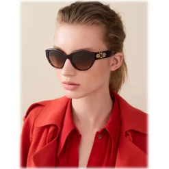 Bulgari - Serpenti - Cat Eye Sunglasses with Décor and Crystals - Dark Havana - Serpenti Collection - Bulgari Eyewear - Avvenice