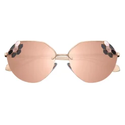 Bulgari - Serpenti Poisoncandy - Soft Cat Eye Metal Frame Sunglasses - Rose Gold - Serpenti Collection - Bulgari Eyewear - Avvenice