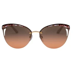 Bulgari - Serpentine Rainbow Scales - Semi-rimless Cat Eye Sunglasses - Brown Gold - Serpenti Collection - Bulgari Eyewear - Avvenice