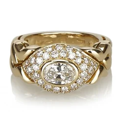 Bulgari Vintage - 18K Diamond Ring - Bvlgari Ring in Yellow Gold with Oval Diamond Heart - Luxury High Quality - Avvenice