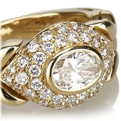 Bulgari Vintage - 18K Diamond Ring - Bvlgari Ring in Yellow Gold with Oval Diamond Heart - Luxury High Quality - Avvenice